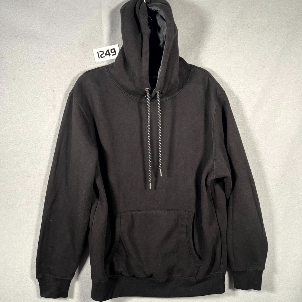 MBX Premium Goods Hoodie Mens Medium Black Ribbed Hem‎ Drawstring Long Sleeve